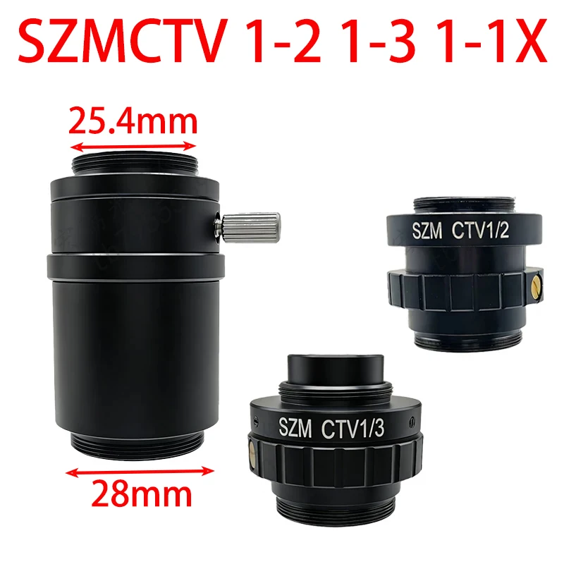 SZMCTV 1/2 1/3 1/1 Microscope Camera Adapter 28mm To C-mount Simul Focal Trinocular Stereo Microscope Adapter