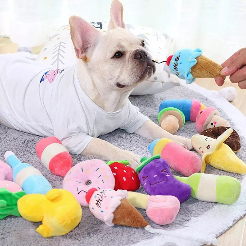 1pc Pet Cartoon Toys Cute Plush Stuffed Squeaky Lovely Products Pet Small Dog Tugging Chew Quack Sound Toy Puppy Accessories