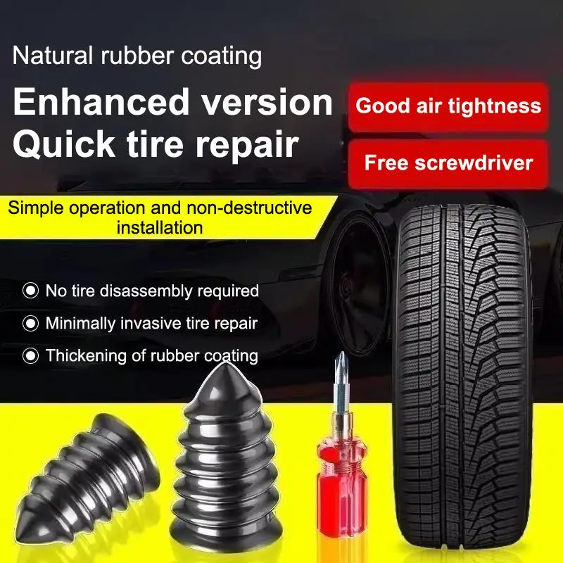 Tubeless Tire Leak Repair Rubber Screws 50Pcs Thickened Quick Fix Accessories for SUV Truck Long Distance Travel