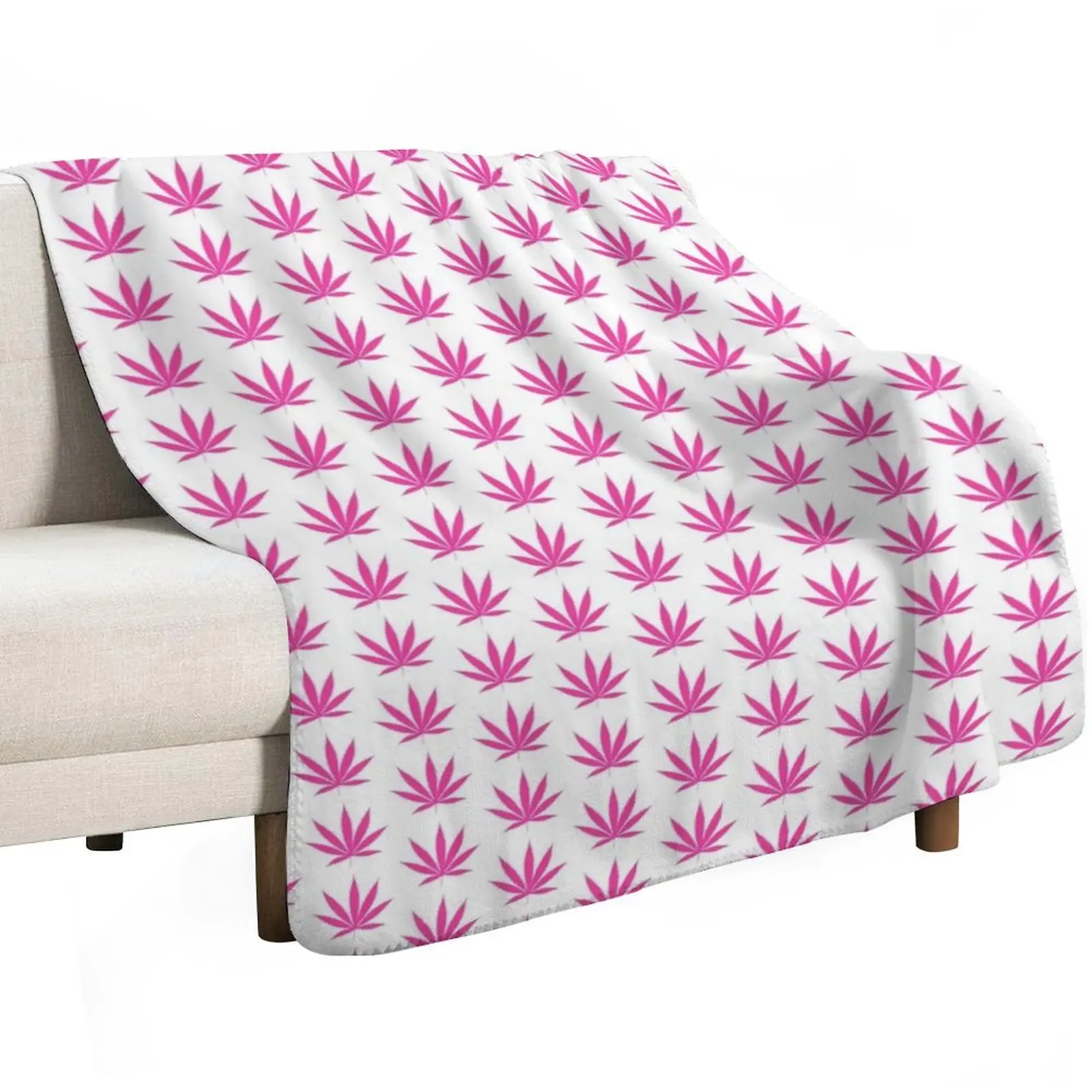 pink weed Throw Blanket Multi-Purpose Hairy Thin Flannel Fabric Vintage Moving Blankets