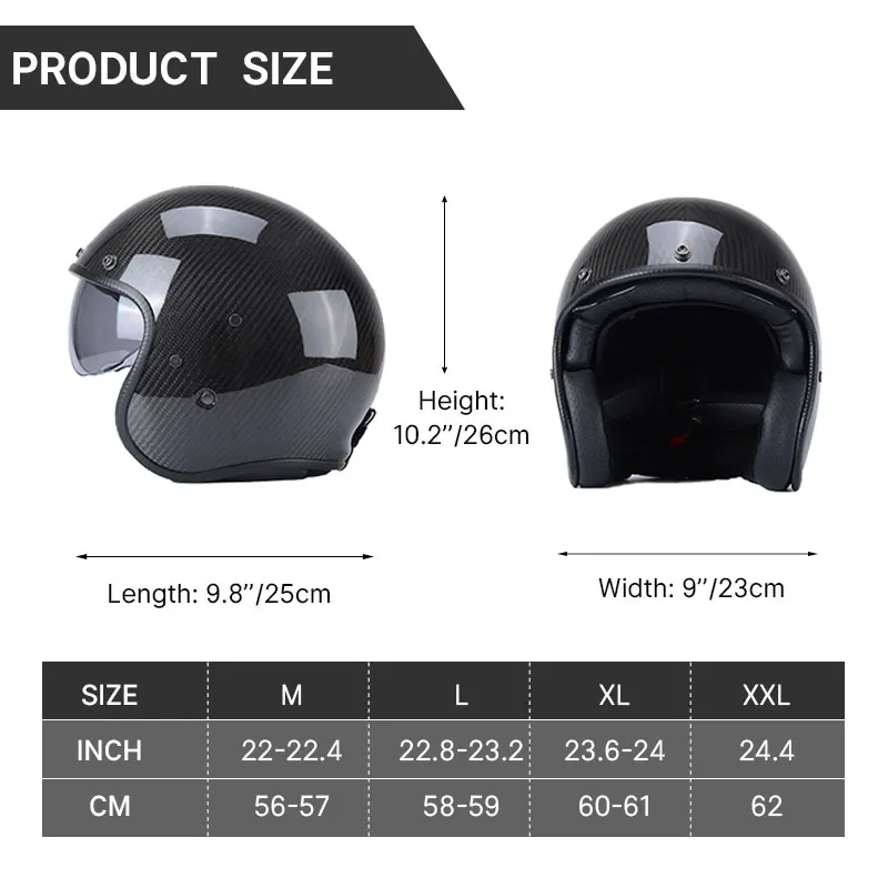 Personalized Flywheel Pattern Carbon Fiber Retro Motorcycle Helmets 3/4 Open Face Capacete Vintage Half Helmet Casco Scooter