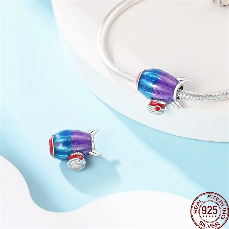 925 Sterling Silver Time Travel Space Travel Camera Bead Pendant Fit 3MM 925 Original Bracelet Diy Jewelry Gift