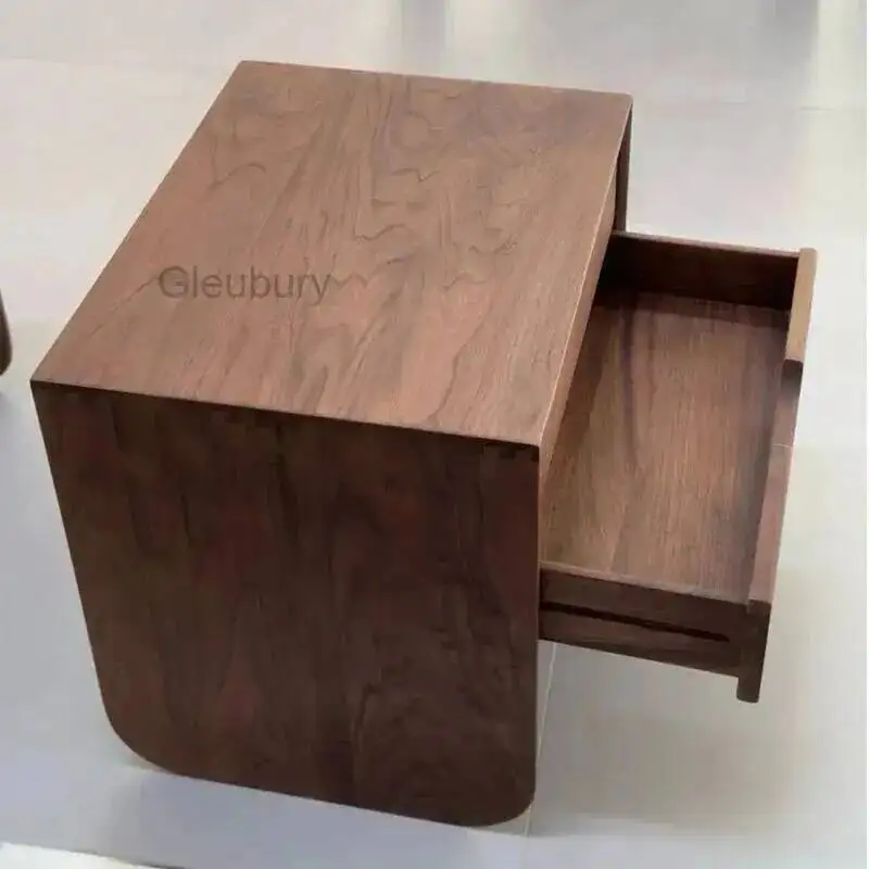 Mesa de Noche de Lujo Moderna Estilo Bauhaus Europeo, Mesa Auxiliar Única con Almacenamiento Estético, Mueble Sencillo para Dormitorio