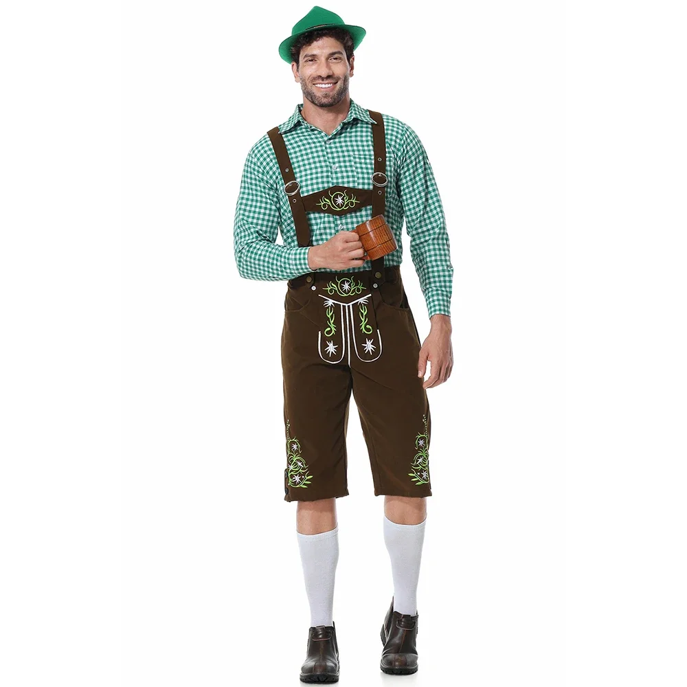 Men Oktoberfest Costume German Oktoberfestes Pubs Bartender Outfit Beer Man Costumes Lederhosen Bavarian Octoberfests