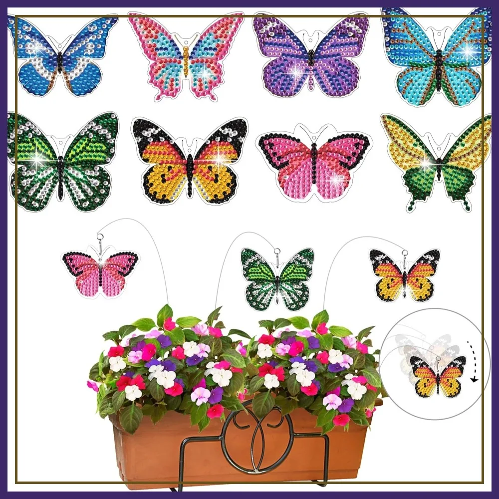 

8 Pcs Butterfly Diamond Painting Garden Stakes, Swaying in The Wind Decor for Adults, Easy DIY Art Crafts