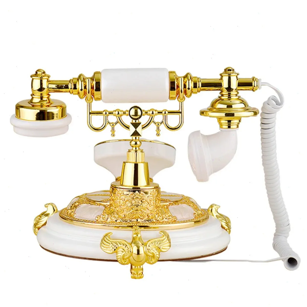 Antique Phone, Retro Telephone, White Gold, Vintage Landline, with Speakerphone, Call Recording, Date Time Display, for Home Decor, Office, Living Room, Cafe, Decorative ﻿ view 3