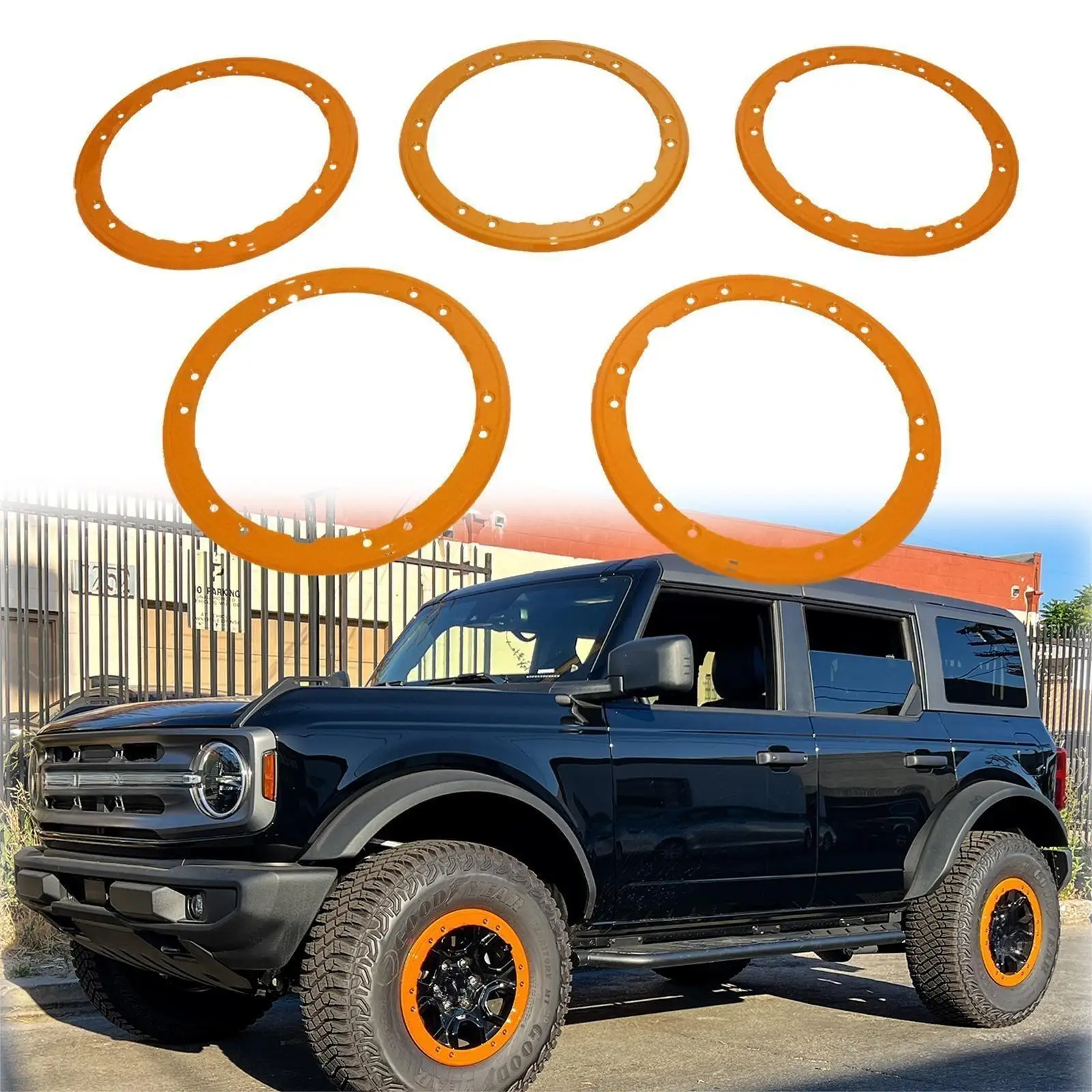 

5x Bead Lock Wheel Trim Rings Kit For 2021-2024 Ford Bronco Sasquatch Orange