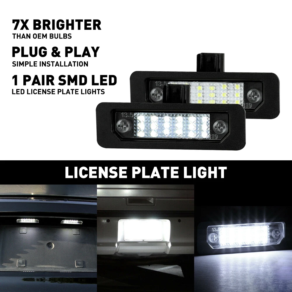 2X Car License Plate LED Light Lamp Bulb 12V For Ford Mustang Focus Fusion Taurus Flex Lincoln MKS MKT MKX MKZ Mercury Milan