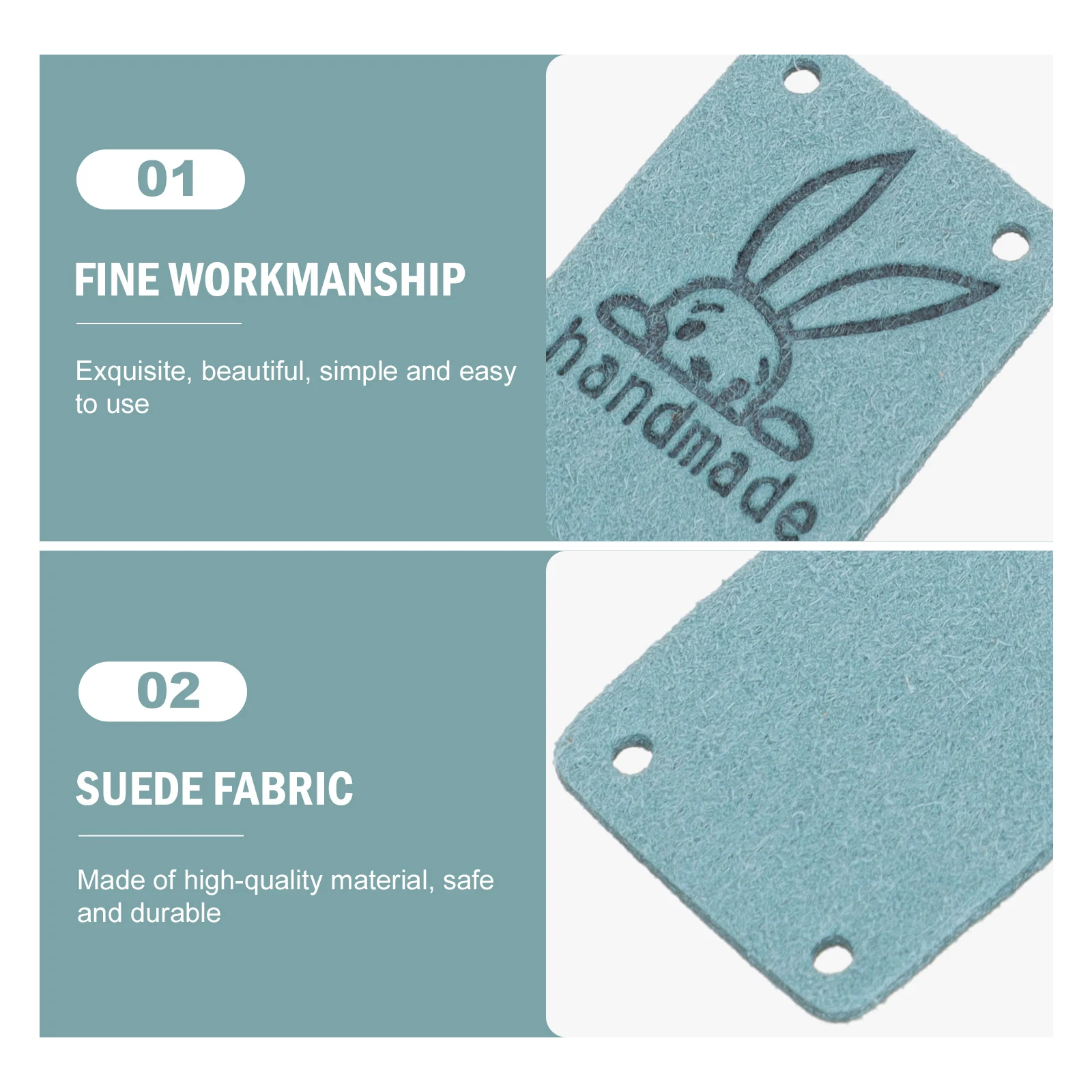 

100 Pcs Embossed Suede Tags Clothing Labels Handmade Accessories for Crochret Knitting Name Clothes Sewing