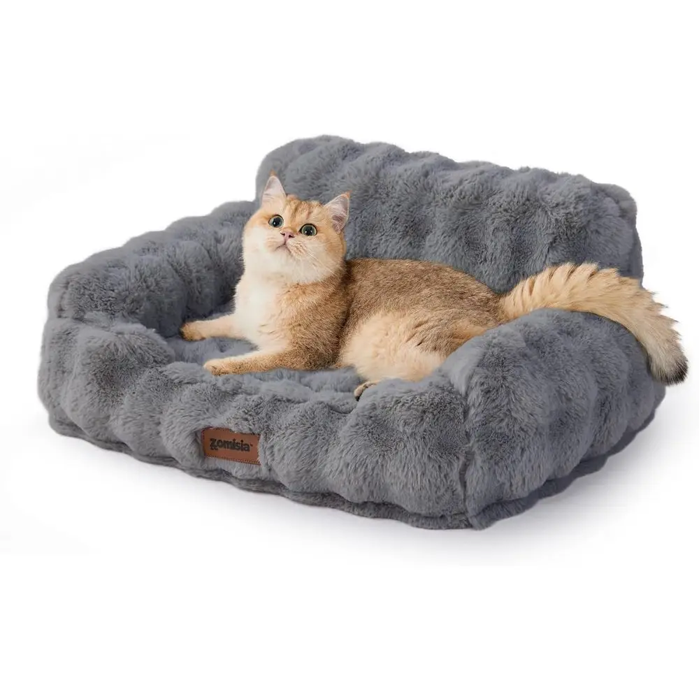 

Indoor Cats - Orthopedic Cat Sofa with Supportive Egg Shape, Cute and Removable Washable Cover, Non-Slip Bottom, Grey