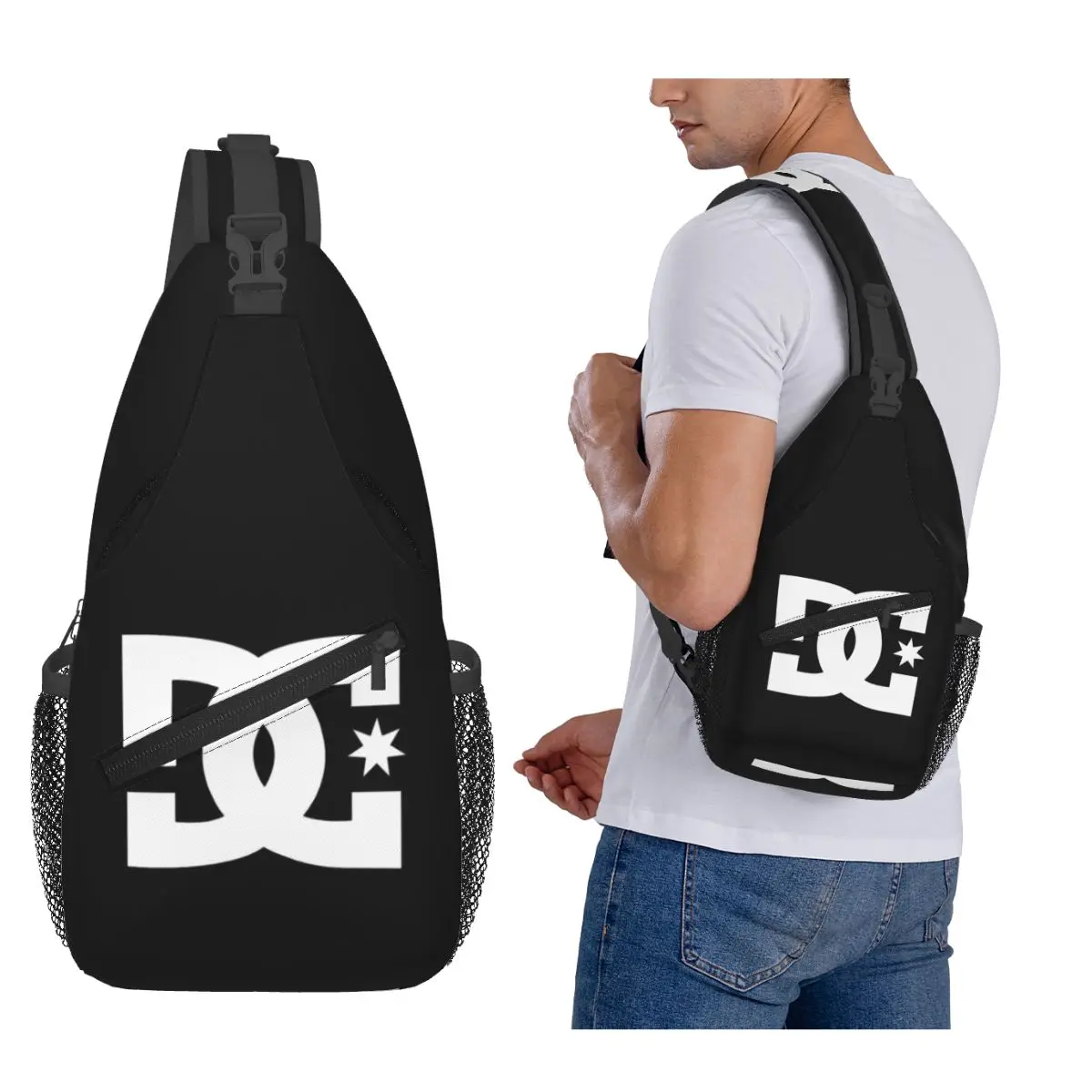 

DC Shoe Co Chest Bag Men Sling Crossbody Backpack Chest Bag Traveling Hiking Daypack Shoulder Bag
