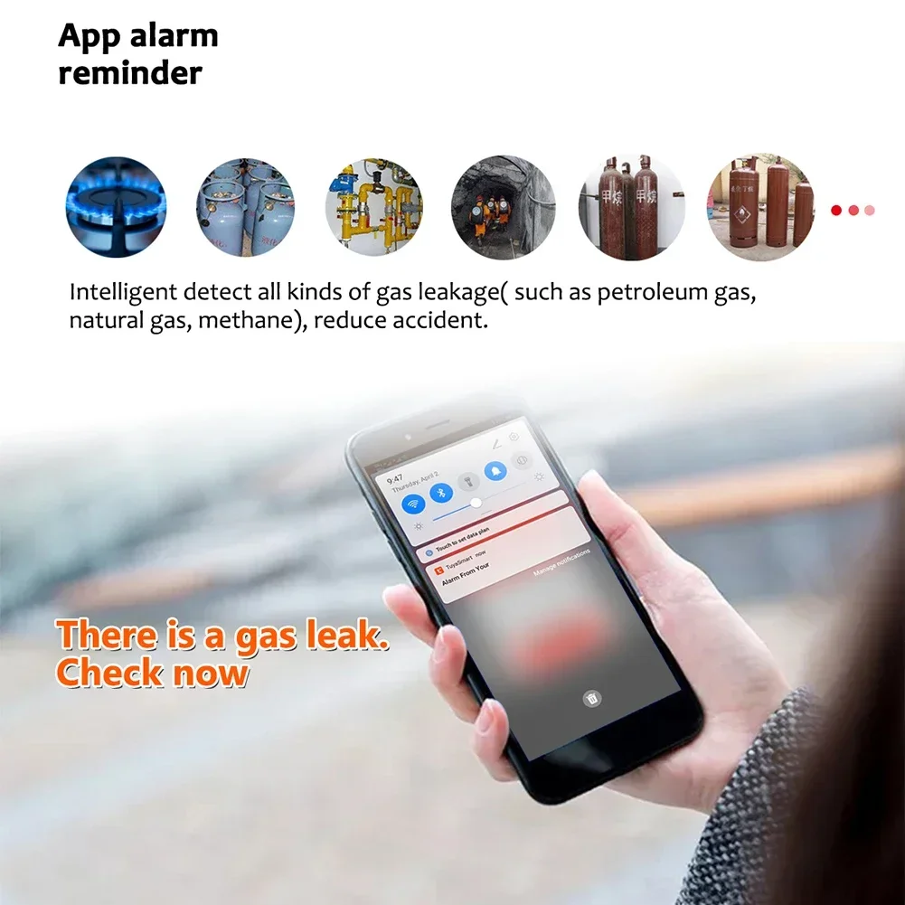 Smart Life Tuya Wifi Gaslek Sensor Led Display Scherm Brandbaar Smart Home Smart Lpg Gas Alarm Temperatuurdetector