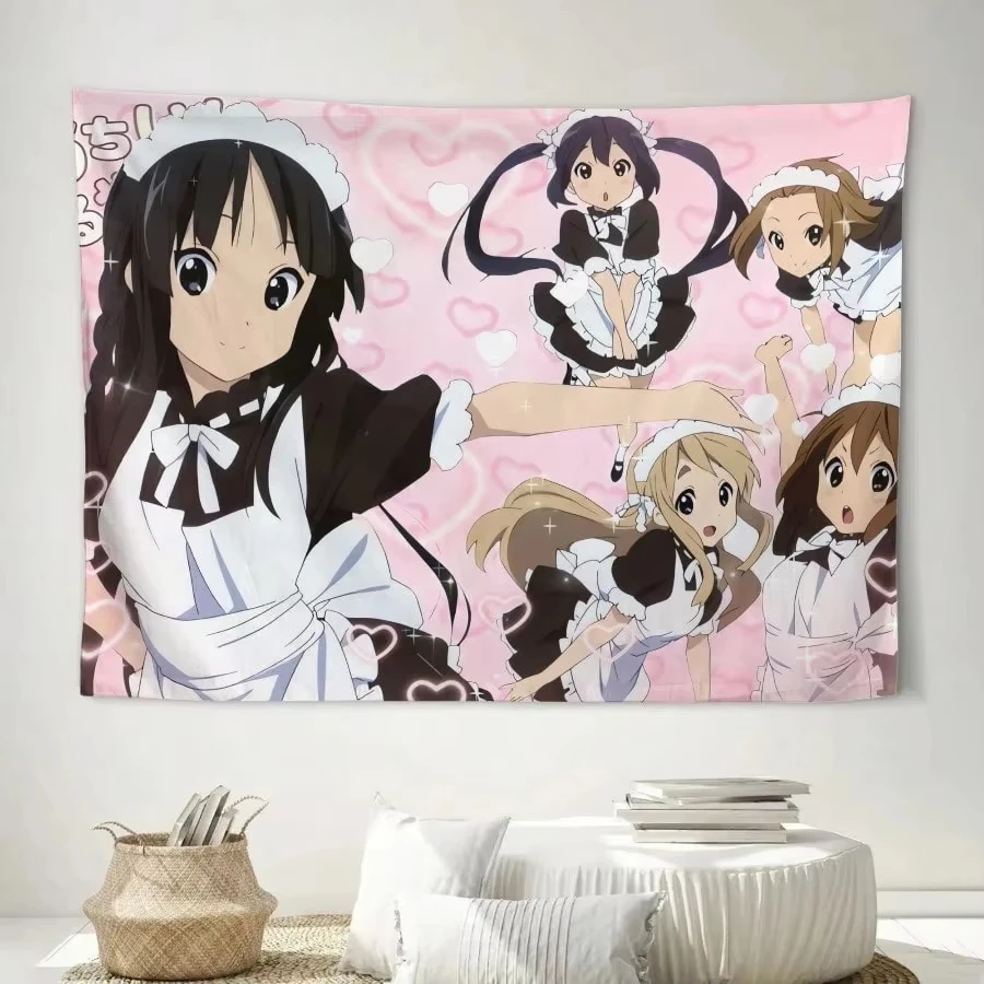 K-On! Anime-Wandteppich im Dienstmädchen-Stil |   Polyester-Wandbehang für Anime-Fans als Raumakzent