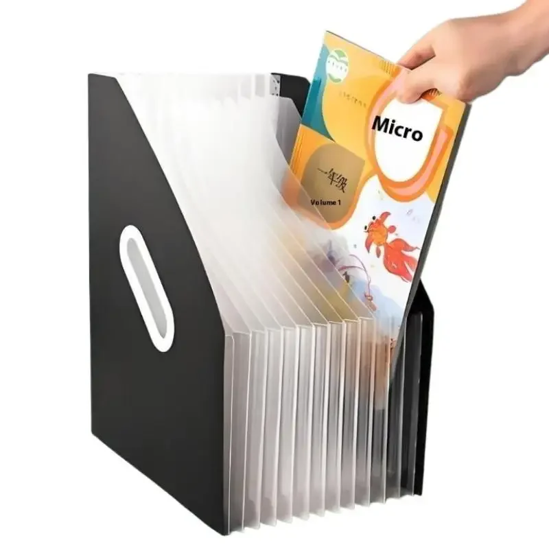 1pc Plastic Vertical Portable Folder Expandable Organ Bag Office Files Available Multi-layer Student Specific Paper Organizer