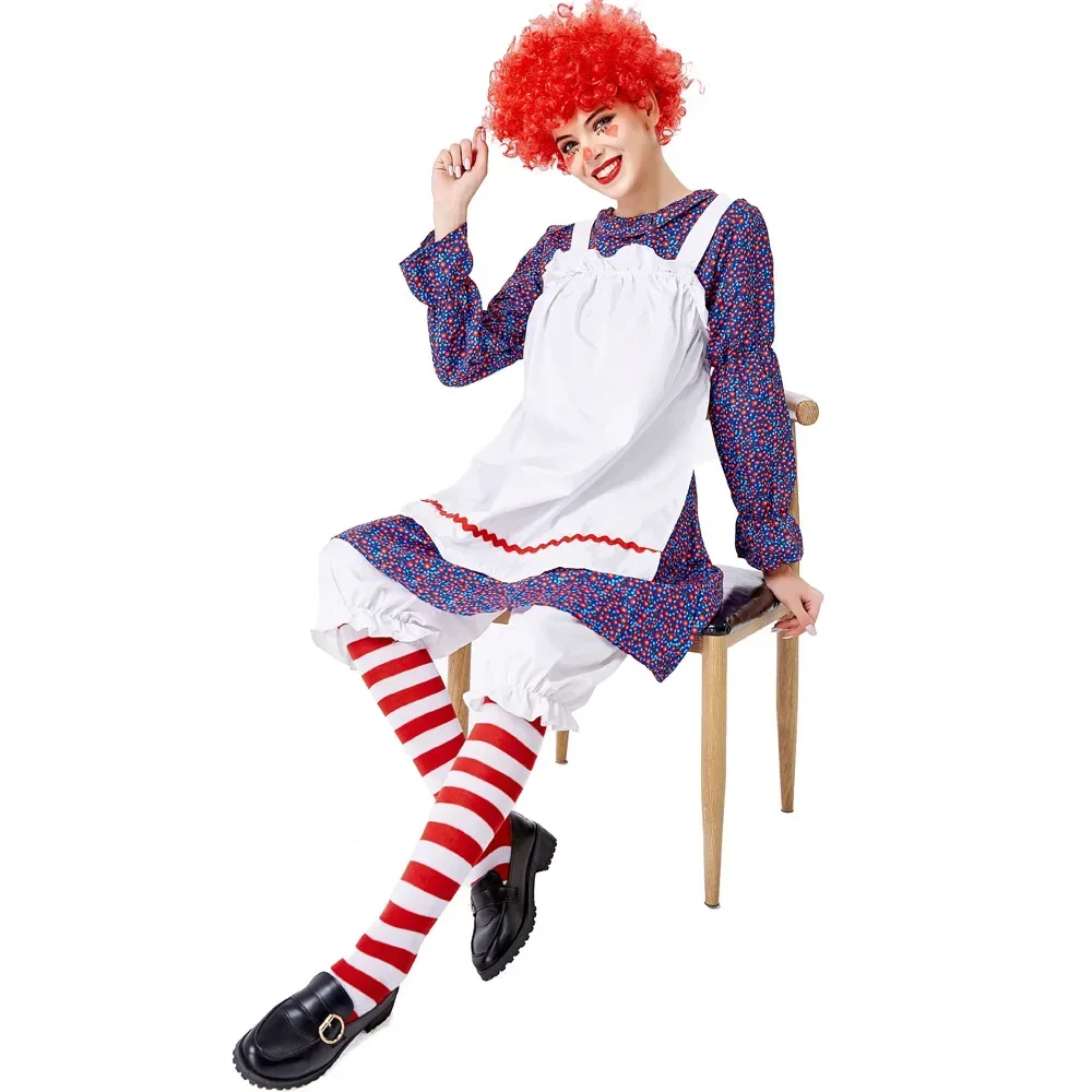 Halloween Costume For Women Checked Clown Drama Costume