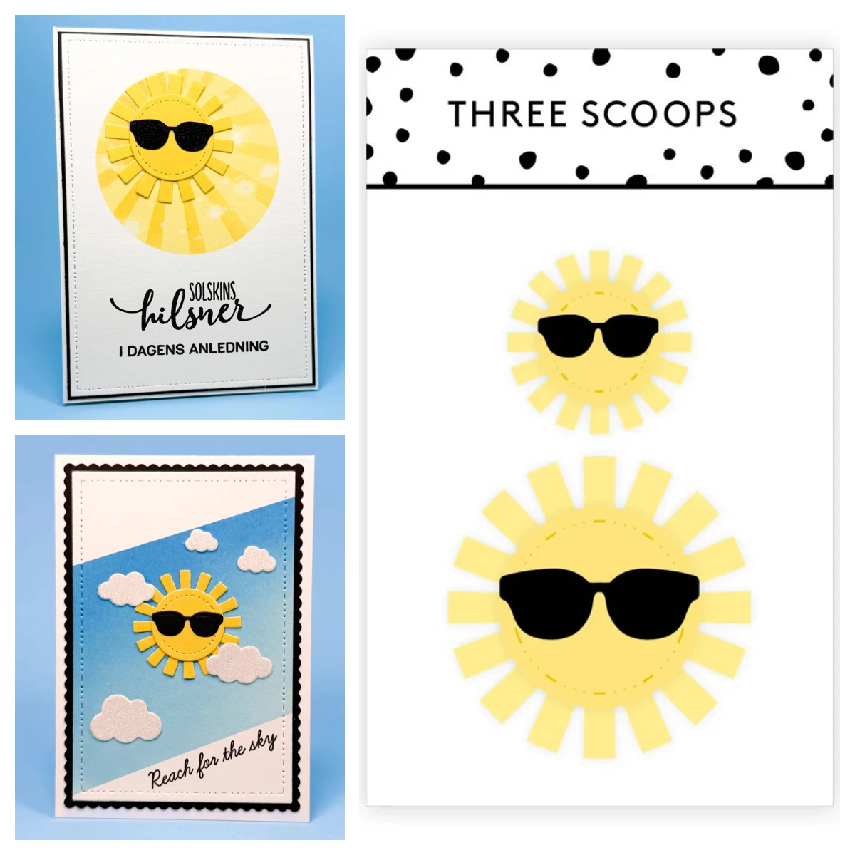 

Three Scoops Sun with Sunglasses Happy Faces Hugs & Kisses June 2026 New Metal Cutting Dies for DIY Handmade Scrapbook Calendar