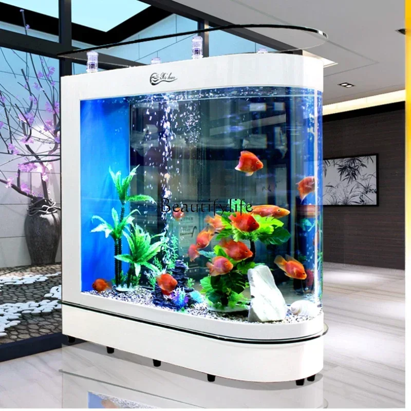 

LD33Ecological Fish Tank Living Room Aquarium Glass Household Floor Screen Cylinder Lazy Change Water