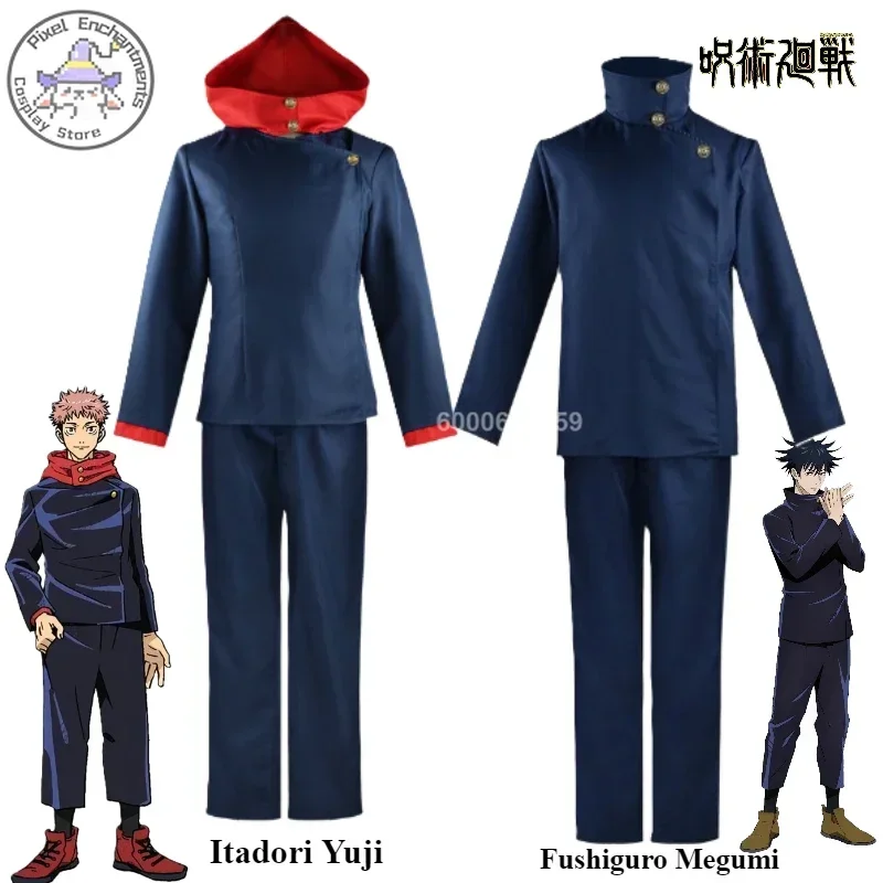 

Jujutsu Kaisen Anime Itadori Yuji Fushiguro Megumi Inumaki Toge Cosplay Costume Men Blue Black School Uniform Wig Roleplay Sets