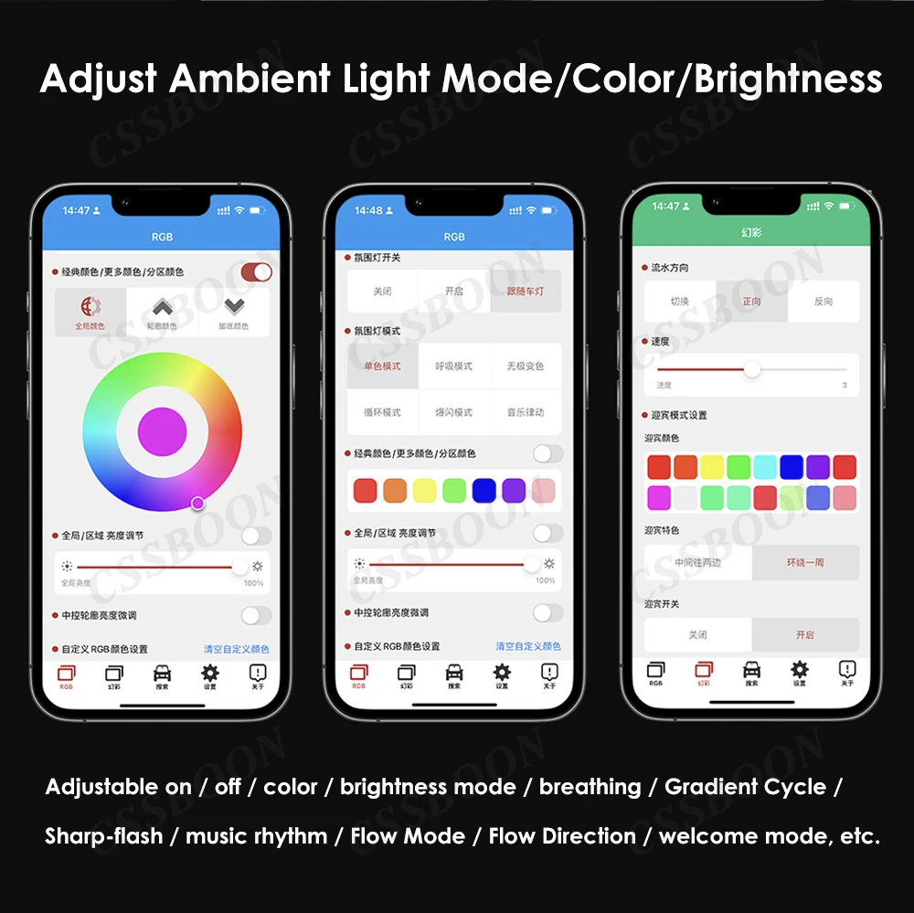 LED Ambient Light for Tesla Model 3 Y Car Retrofit Atmosphere Lamps Mobile APP Control Ambient Kits