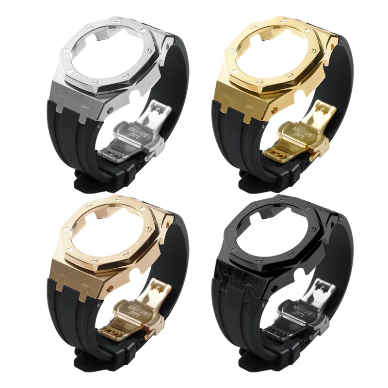 Suitable for Casio GA-2100 3generation rubber strap modification with octagonal stainless steel case integrated machine strap