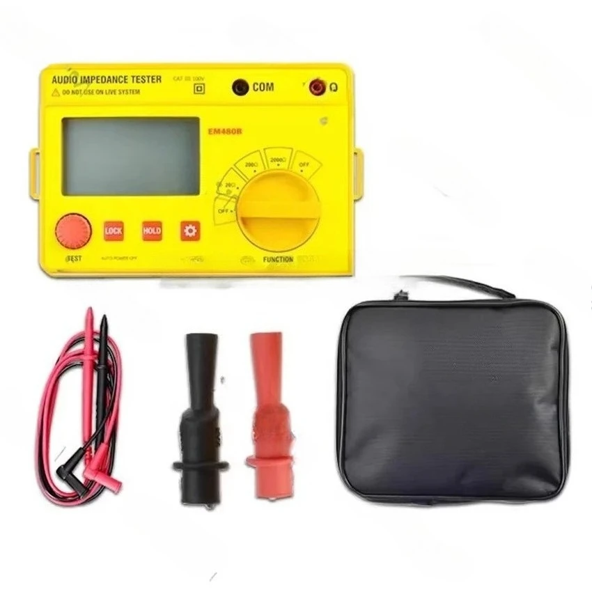 EM480B Digital Audio Impedance Tester Meter Test Range 20Ω/200Ω/2000Ω Resistance Meter 1KHz Test Frequency Data Hold