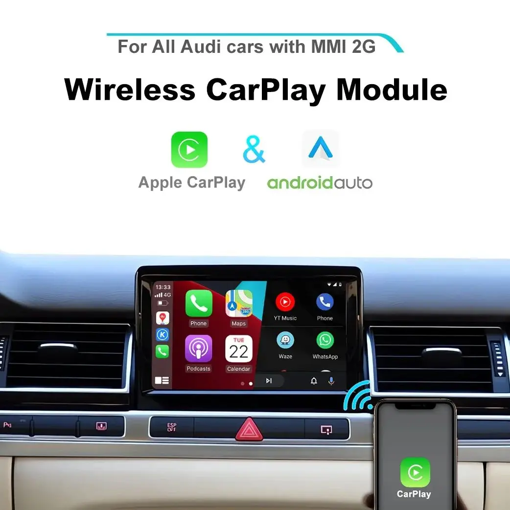 

JoyeAuto беспроводной Apple CarPlay для Audi A4 B8 A6 C6 MMI 2G 2005-2009 Android Авто Mirror-Link Car Play Retrofit iOS15 AirPlay