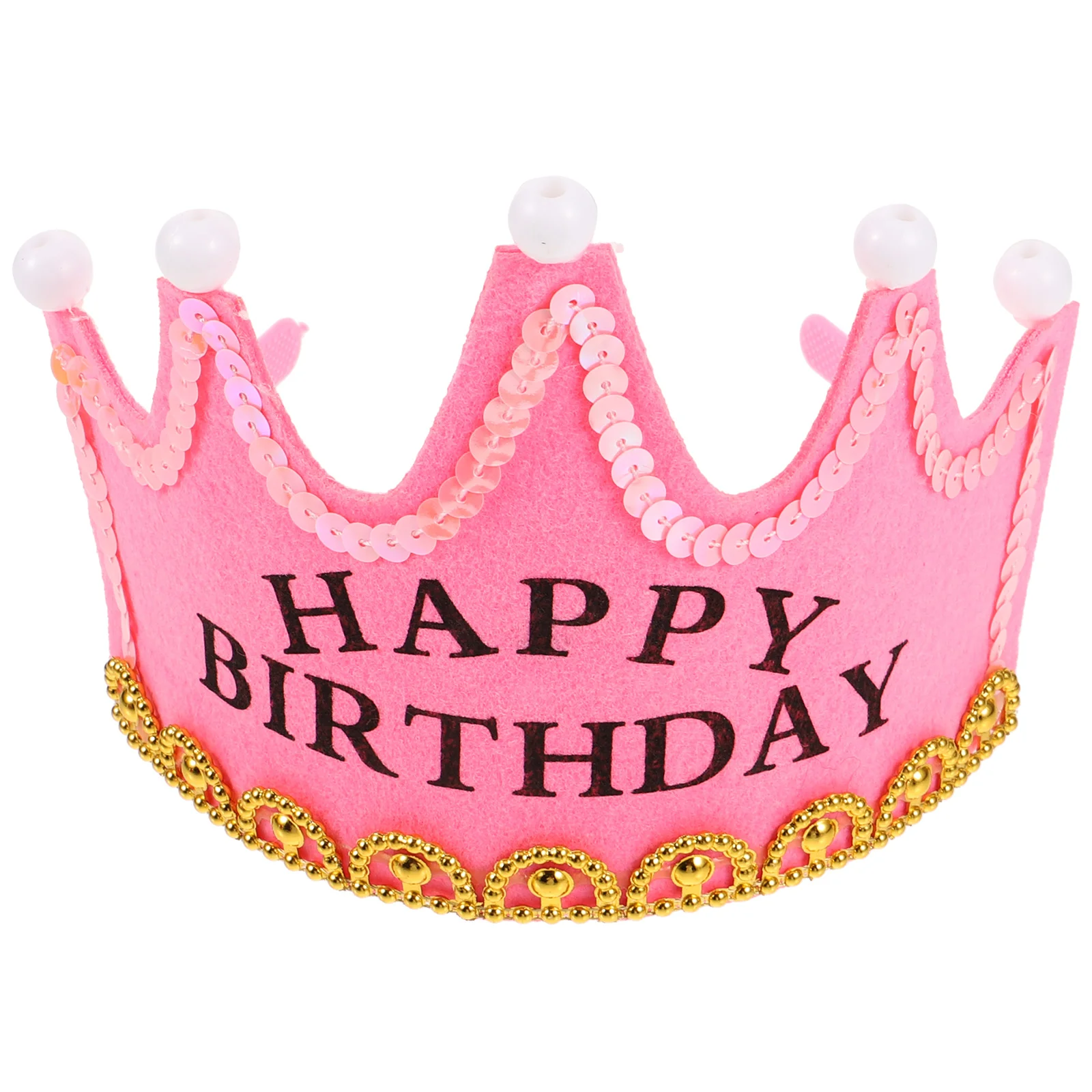 

LED Birthday Crown Headband Premium Material 5 Artificial Pearls Elastic Kids Adult Party Hats Light