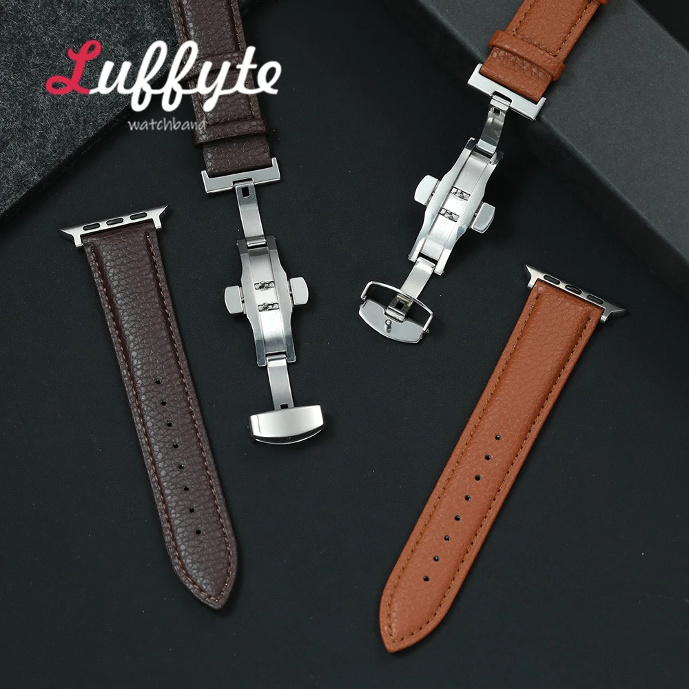 Cinturino in pelle PU a grana litchi per Apple Watch 1-11 Ultra SE 3 2 1 Cinturini da uomo d'affari per cinturino Iwatch 38-49mm