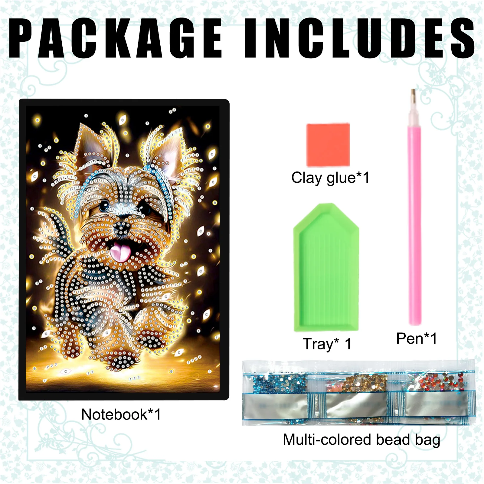 Diamond Art Painting Notebook Kits for Adults,Happy Puppy Notebook Special shape Diamond Art Dots for Creative office Art Gift