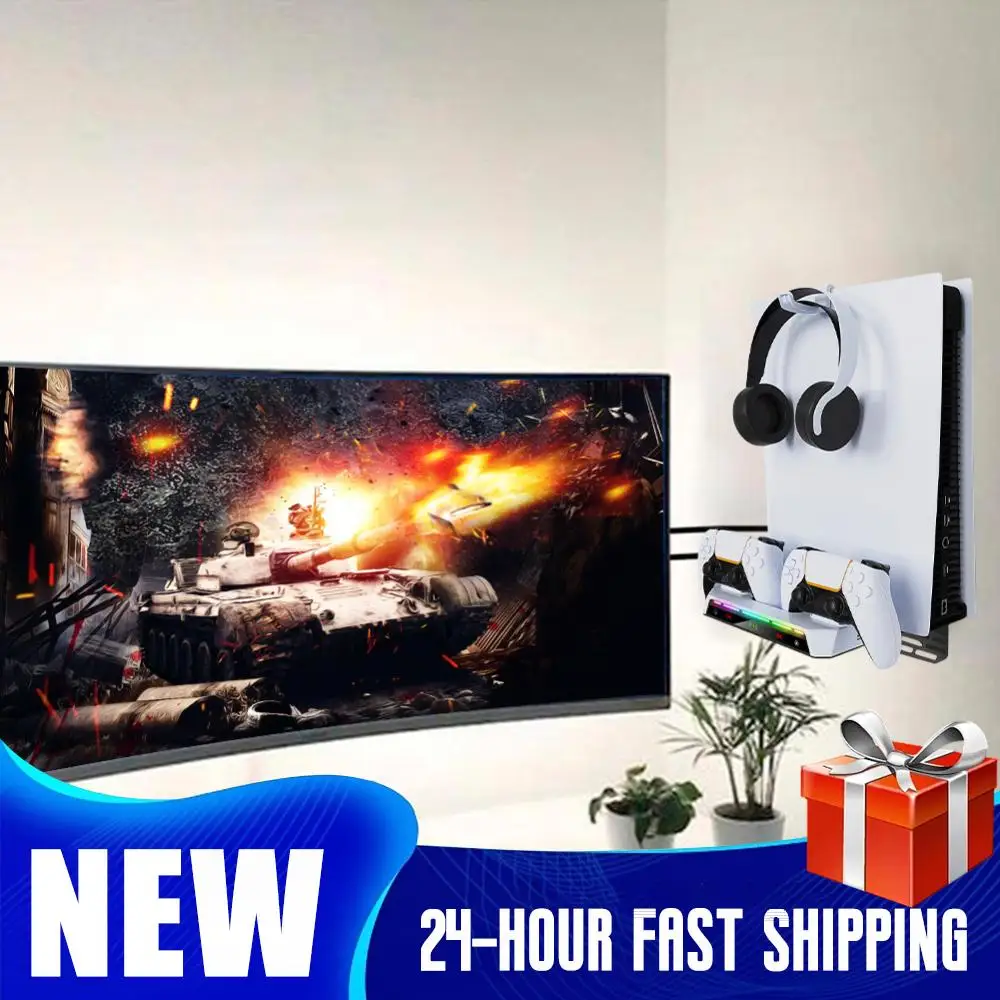 

Зарядная база для геймпадов для консолей PS5/PS5 Slim/PS5 Pro (дисковая и цифровая версии), настенный кронштейн с двойной зарядной станцией для контроллеров