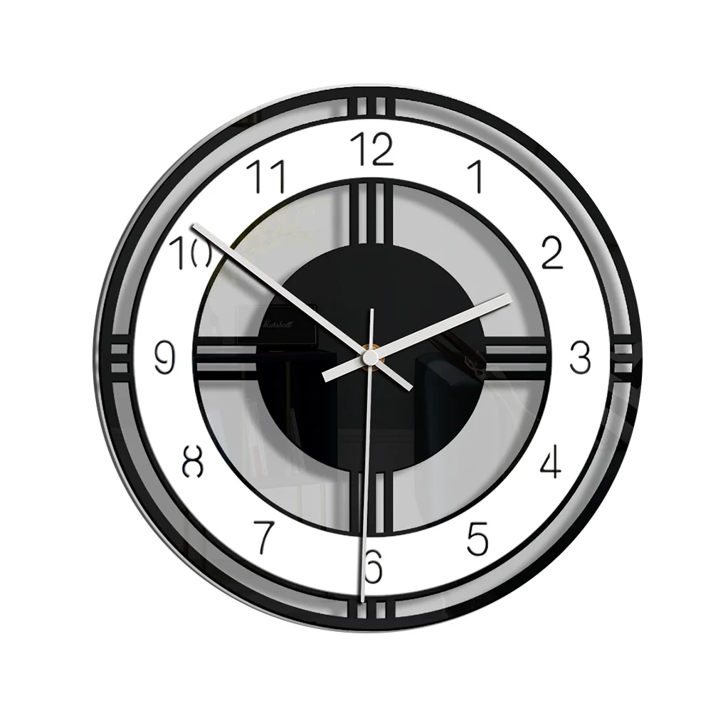 

Round Wall Clock Sconce Hanging Oversized Creative Black and White for Decor Wooden Office