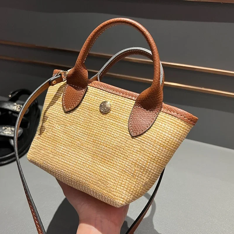 Mini panier à légumes en paille tissée LC, sac à bandoulière initié, nouveau