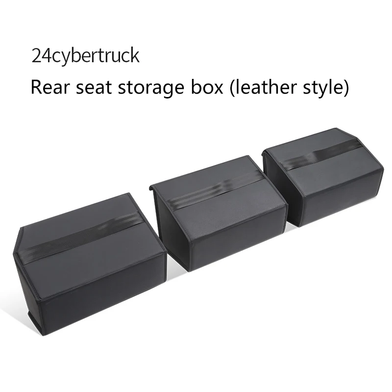 Rear Under Seat Storage Box For Tesla Cybertruck 2024 2025 3PCS Set Leather Rear Under Seat Organizer Box Interior Accessories view 6