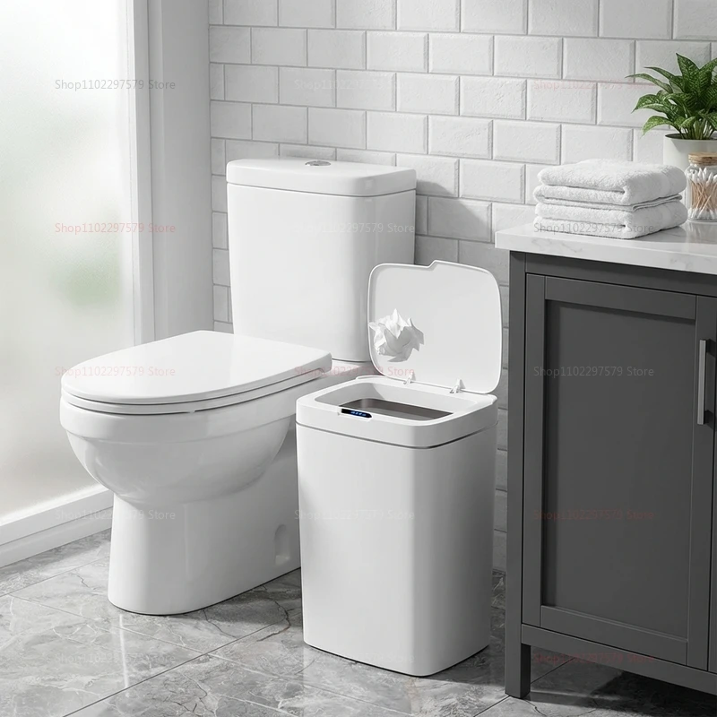 15L Non-Contact Smart Sensor Trash Can Automatic Touchless Waste Bin Eco-Friendly Electronic Bathroom Kitchen Green Household Ho