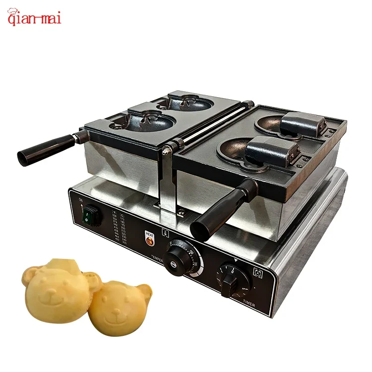 

Commercial Stainless Steel Rotary Taiyaki Waffle Maker Bear Shaped Ice Cream Cone Waffle Maker Machine