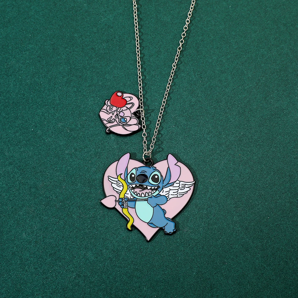 Disney' New Cartoon Creative Stitch Creative Cute Sweet Heart Shaped Stitch Pendant Necklace Exquisite Pendant