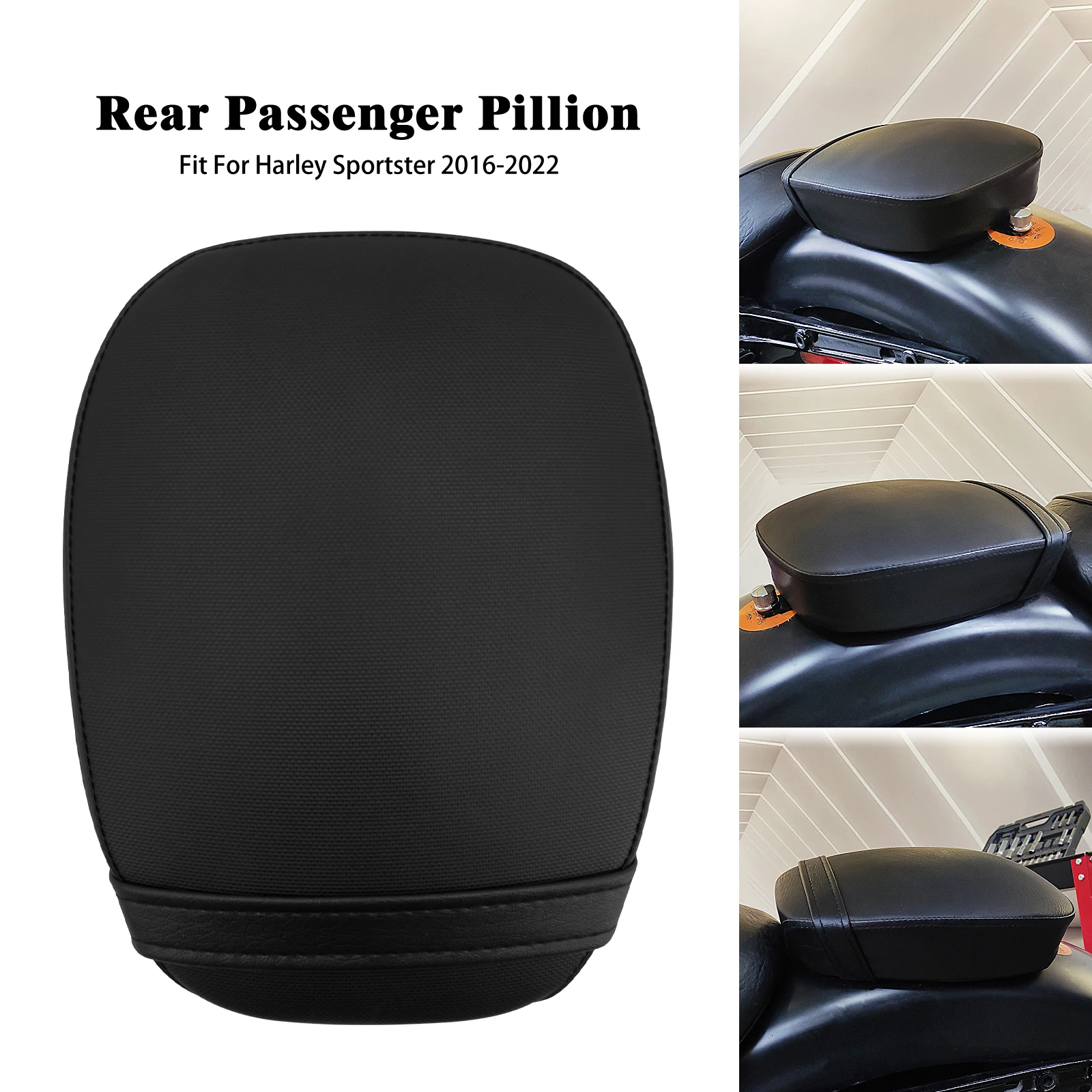 

Motorcycle Leather Passenger Rear Seat Pad Black Pillow Cushion For Harley Sportster 883 Iron Super Low XL883N XL883L 2016-2022