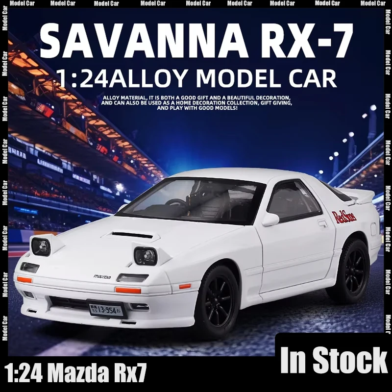 

1:24 Rx7 Miniature Model Car Alloy Car Swith Pop-Up Lights Jdm Retro Collection For Men Teen Decoration Birthday Desk Gifts Toys