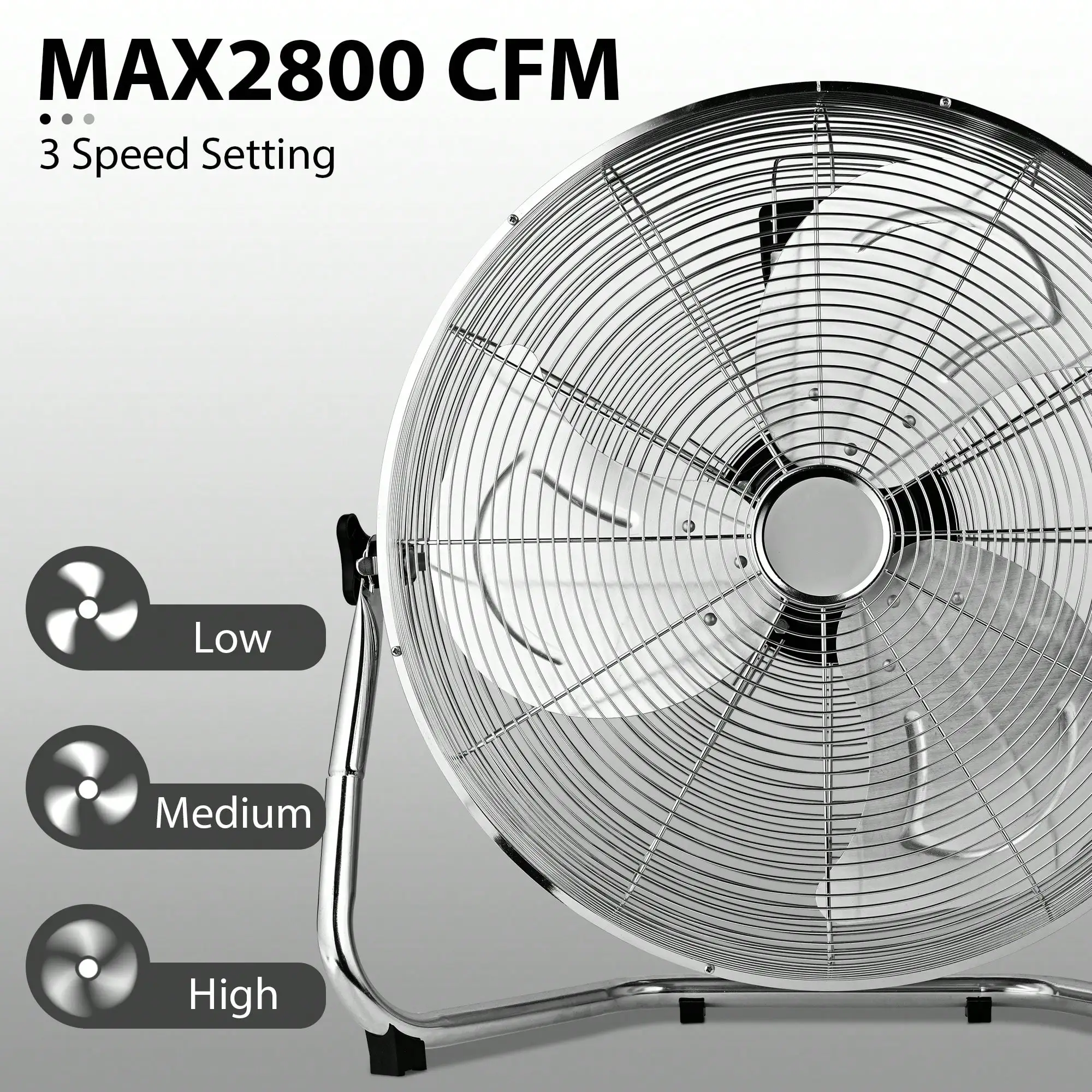 Pnochoo Industrial Fan Aluminum Floor Or Large Tabletop Placement 90-180 Degree Three-Speed Adjustment Accelerates Air Circulation Lightweight Rust-Resistant Blades Removable Mesh Cover For Easy Cleaning 14 Inches