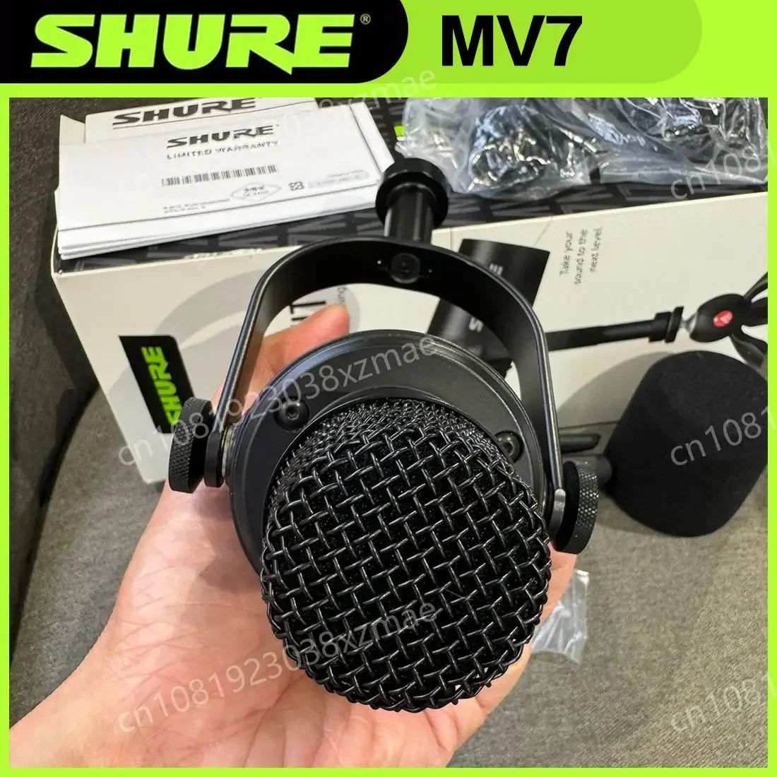 Micrófono Dinámico Híbrido USB/XLR SHURE MV7 Original, Micrófono con Tarjeta de Sonido Integrada, Respuesta de Frecuencia Seleccionable, para Exteriores y Transmisiones en Vivo