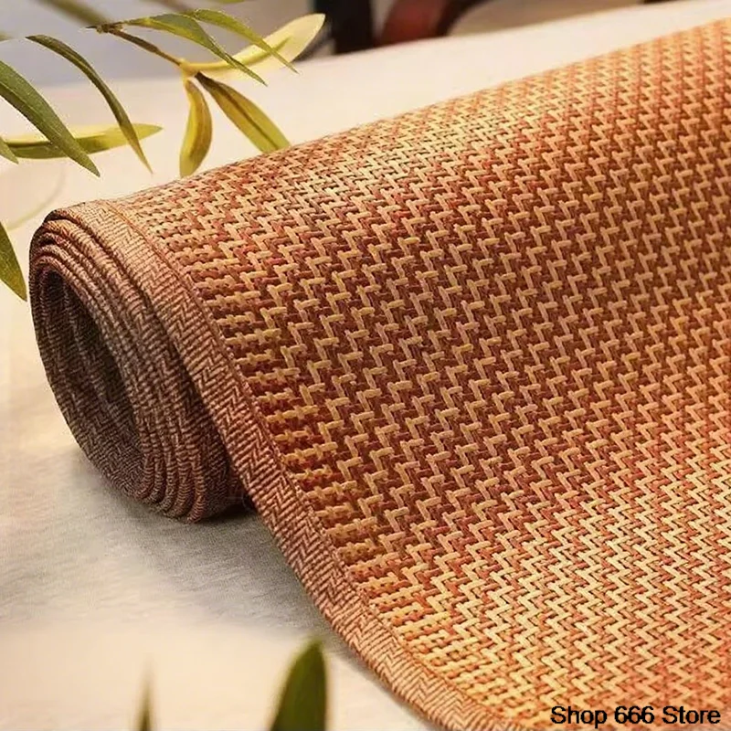 Summer Bamboo Rattan Mat Adult Children's Cool Sleeping Mat Kit 150/180/200cm Portable Foldable Double Bed Protection Pad Gift