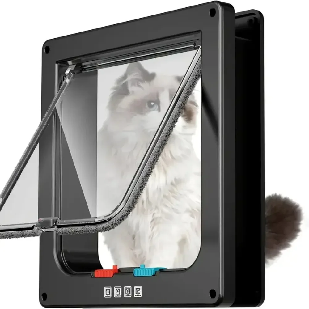 4 Way Locking Security Cat Dog Door Flap Weatherproof Pet Door Kit Extra Flap Door Safety for Kitten Puppy Dog Cat