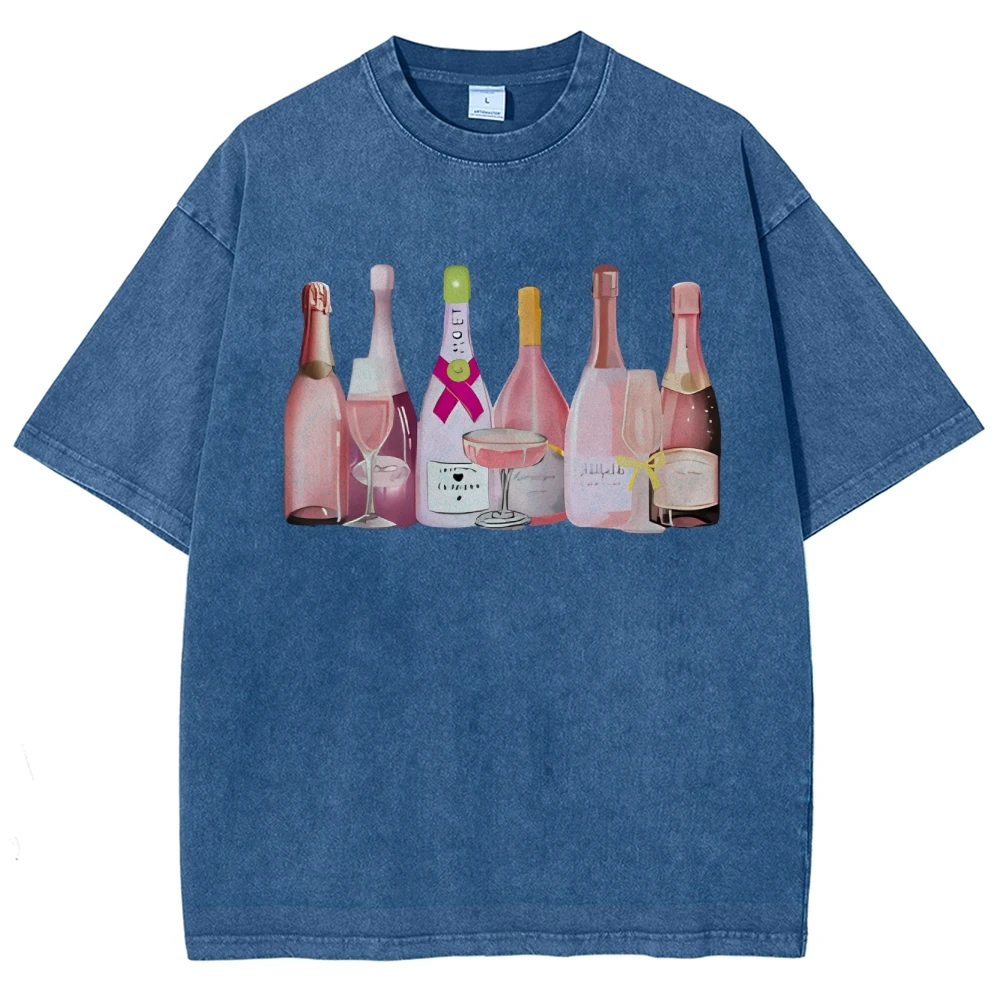 

280g Pure Cotton Women's T-Shirt Retro Neutral Style Celebrates Champagne Printing Short Sleeves High Quality New Daily Wear