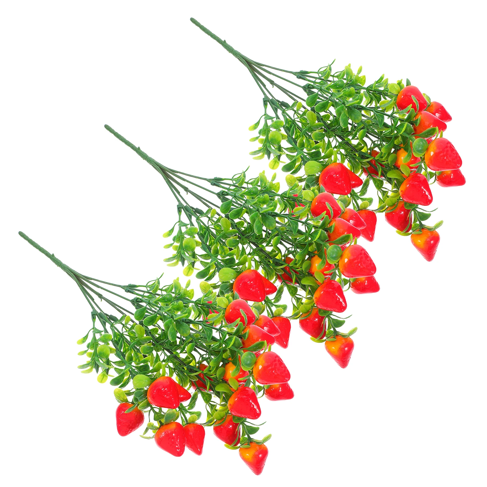 

3 Pcs Artificial Strawberry Plants Realistic Fruits Decor Durable for Home Office Bouquet Vase Flower Arrangement Plastic Stems