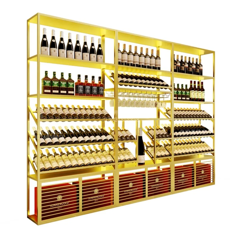 

Wine cabinet display rack Floor-to-ceiling wine rack Wrought iron rack