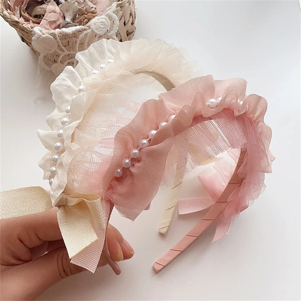 

Pink Pearl Flower Hairbands for Kids Girls Cute Princess Non-Slip Hair Hoop Korean Sweet Children Headband Baby Hair Accessorie