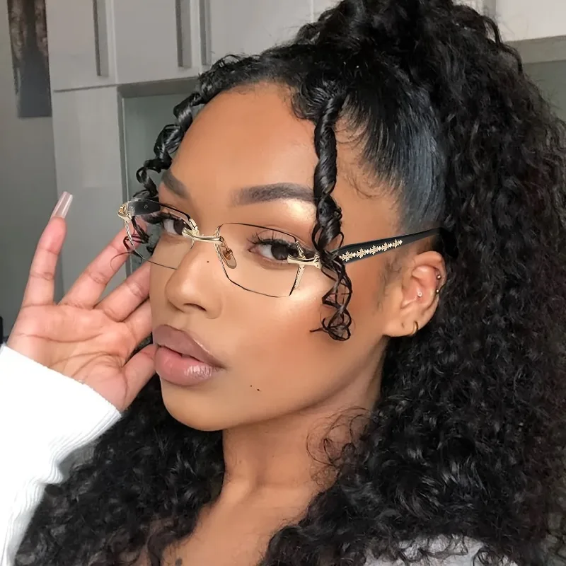1/2 Stück Luxuriöse randlose quadratische Lesebrille im Retro-Europäischen Stil, perfektes Geschenk für Eltern