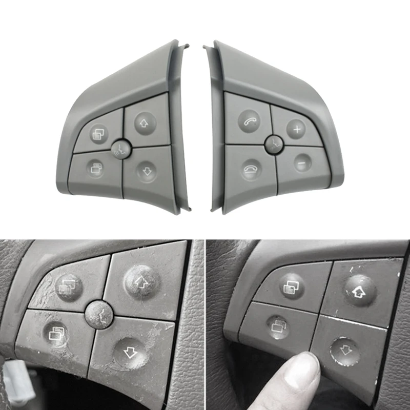 2PCS Car Multi-Function Steering Wheel Switch Buttons Parts Accessories For Mercedes Benz ML GL R B-Class W164 W251 W245 Grey