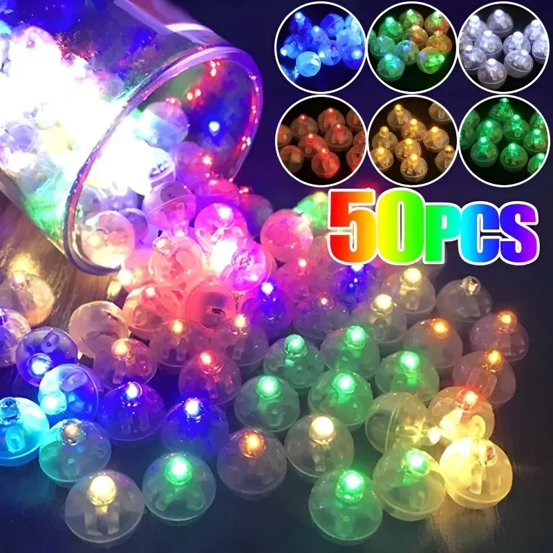 

50pcs Mini LED Round Lights Colored Luminous Flash Tumbler Ball Lamp Lantern Light for Halloween Christmas Wedding Party Decor