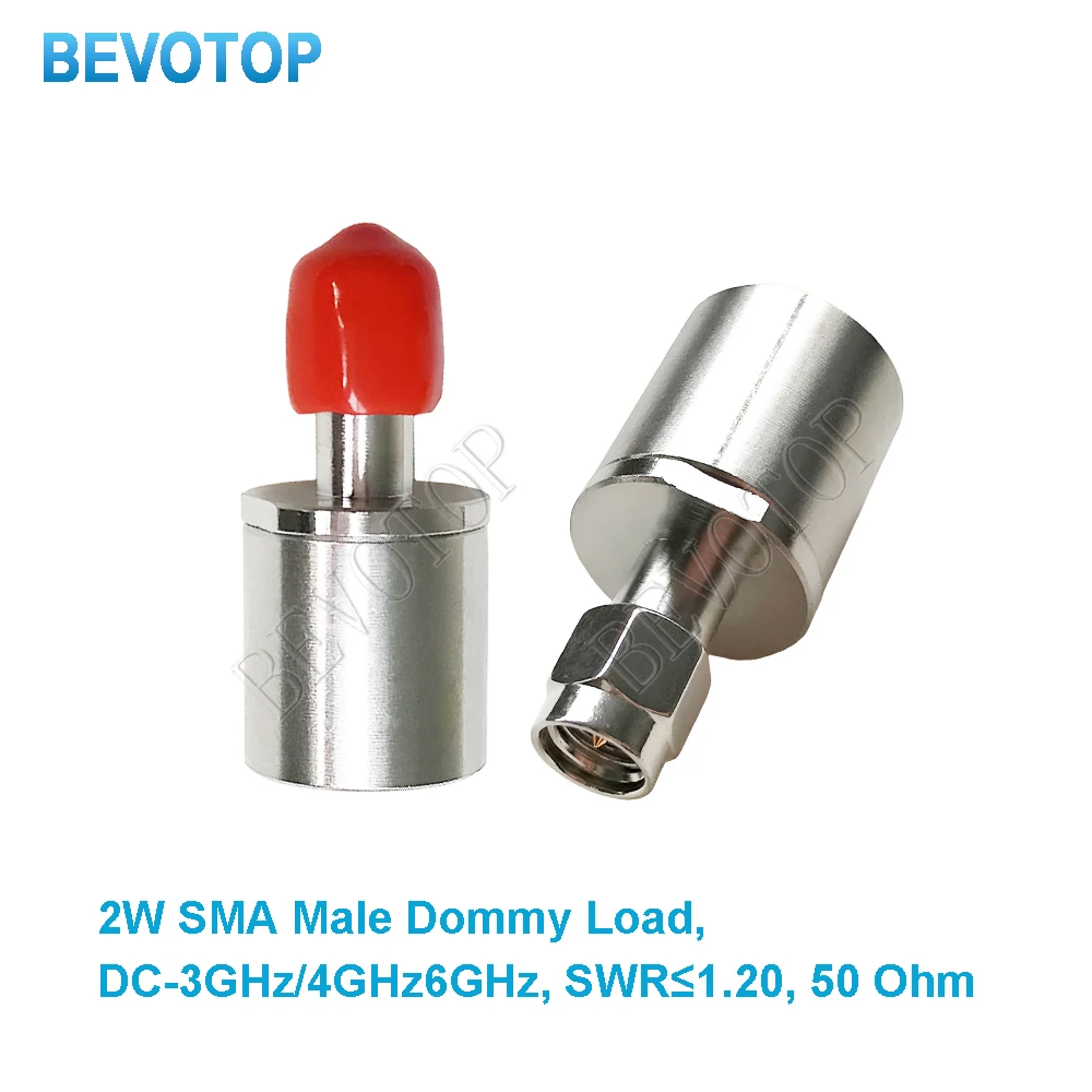 2W DC-3G/6GHz 50ohm SMA Male RF Coaxial Termination Dummy Load Connector Socket Brass Straight Coaxial RF Adapters Nickel Plate